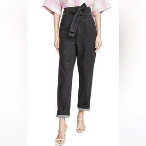 rag & bone ultra high waisted black tie waist jeans, size 26